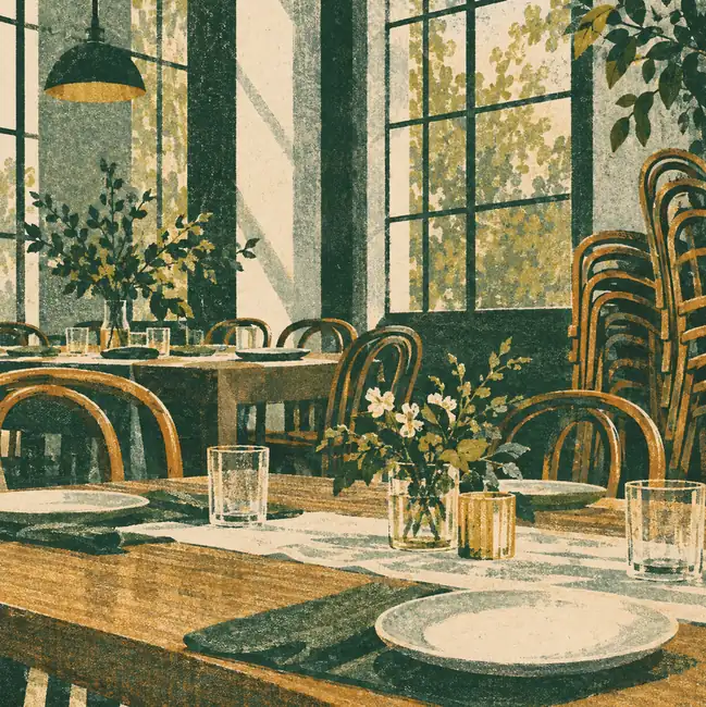 Illustration of event businesses equipment and workspace